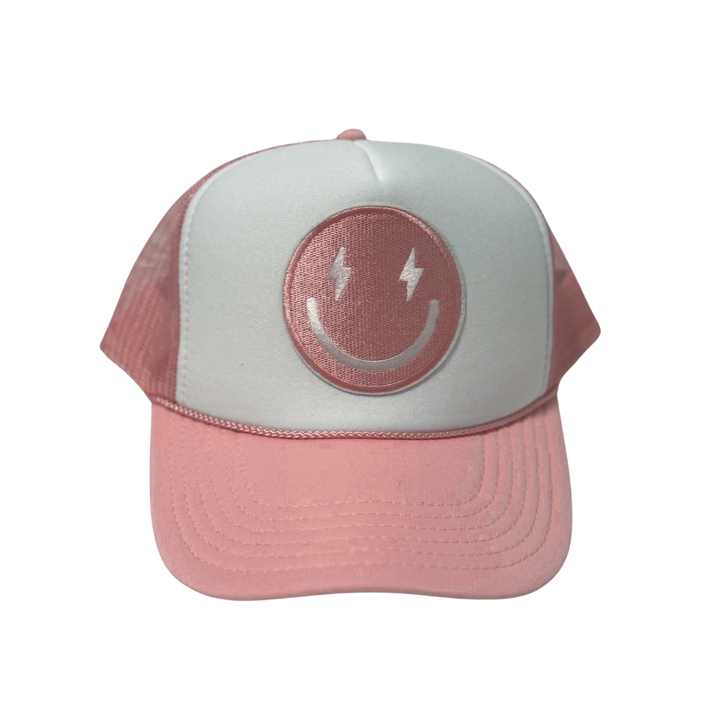 Pink with White Front Smiley Trucker
