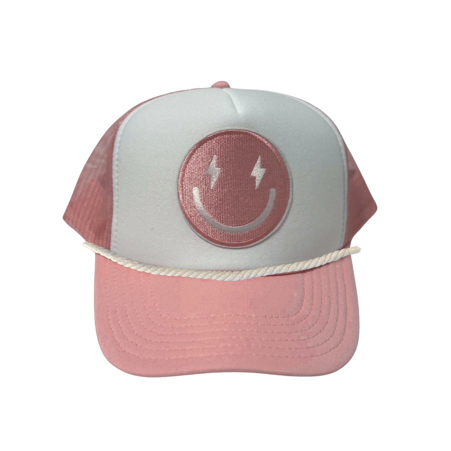 Pink with White Front Smiley Trucker