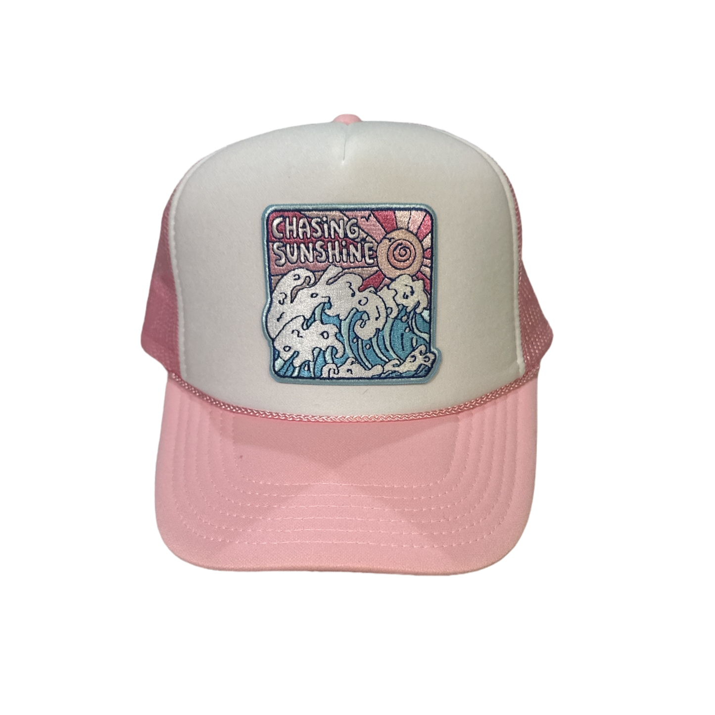 Pink + White Chasing Sunshine Trucker