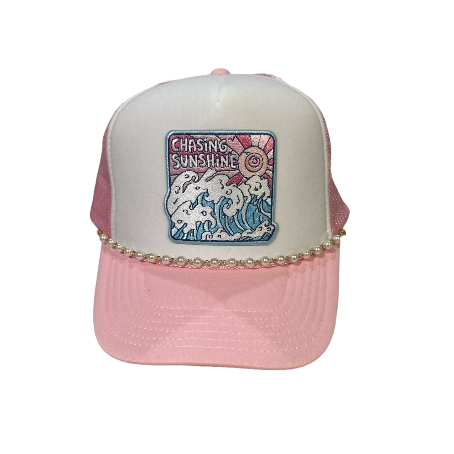 Pink + White Chasing Sunshine Trucker