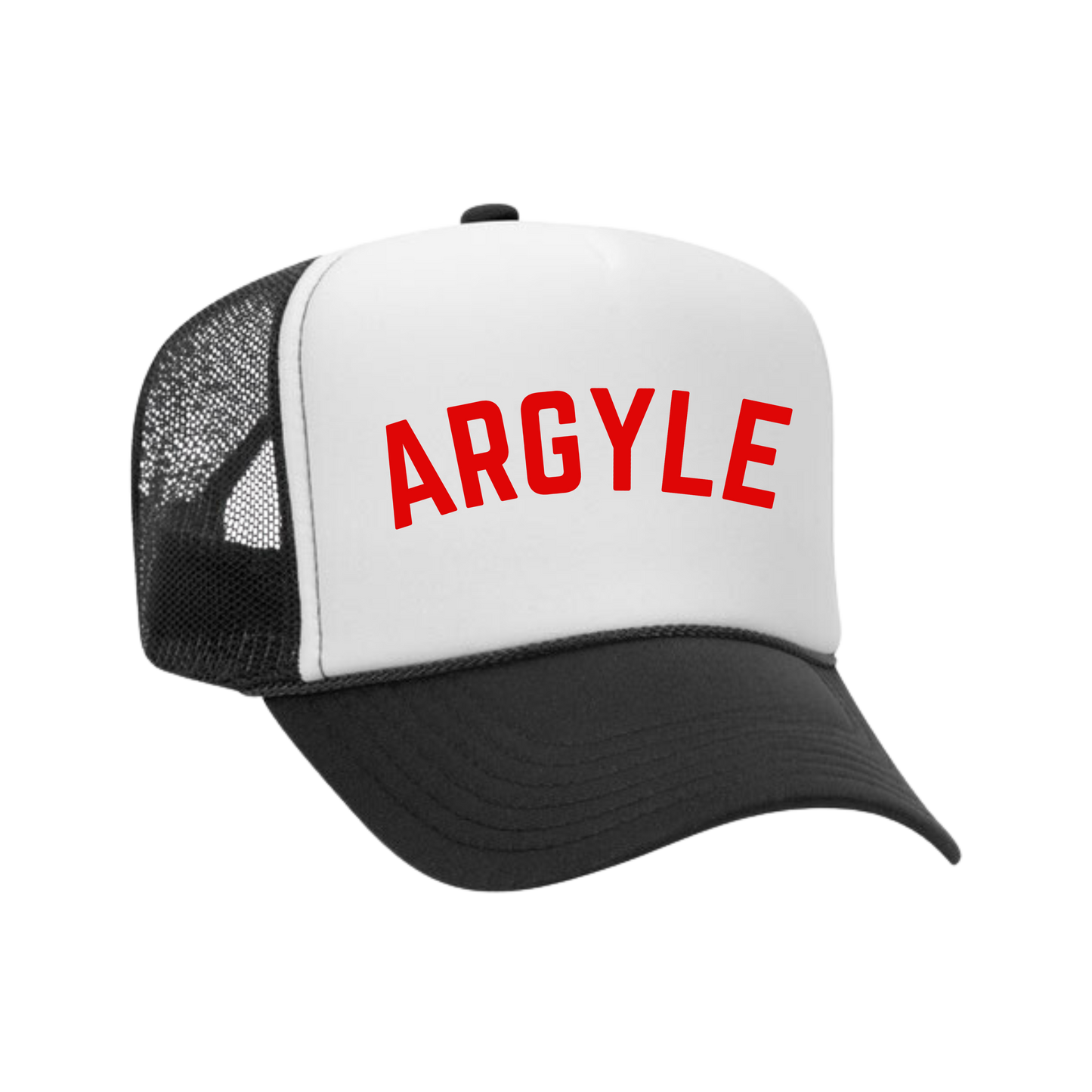 Curved Argyle Embroidered Black/White Foam + Mesh