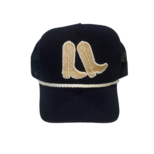 Navy Cowboy Boots + Rope Trucker