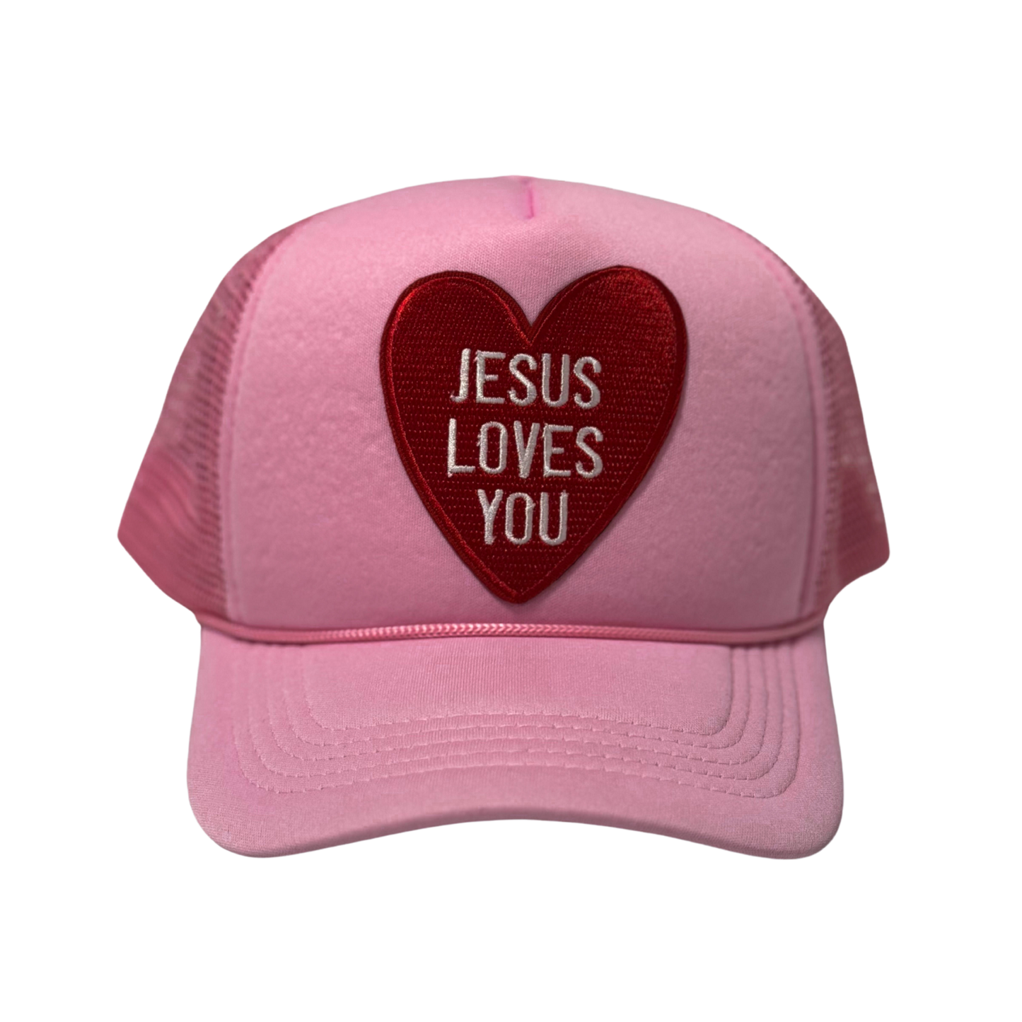 Pink Jesus Loves You Trucker