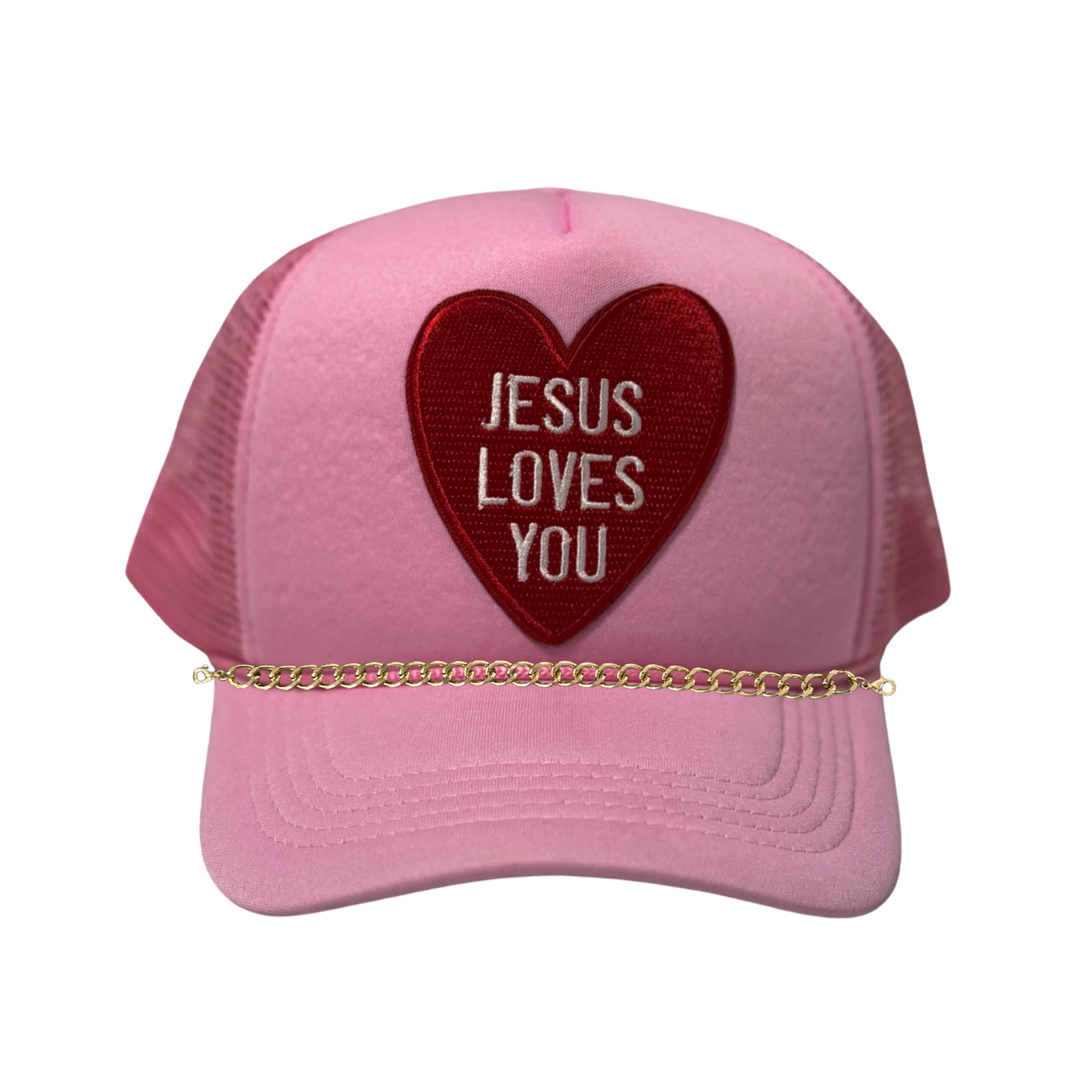 Pink Jesus Loves You Trucker