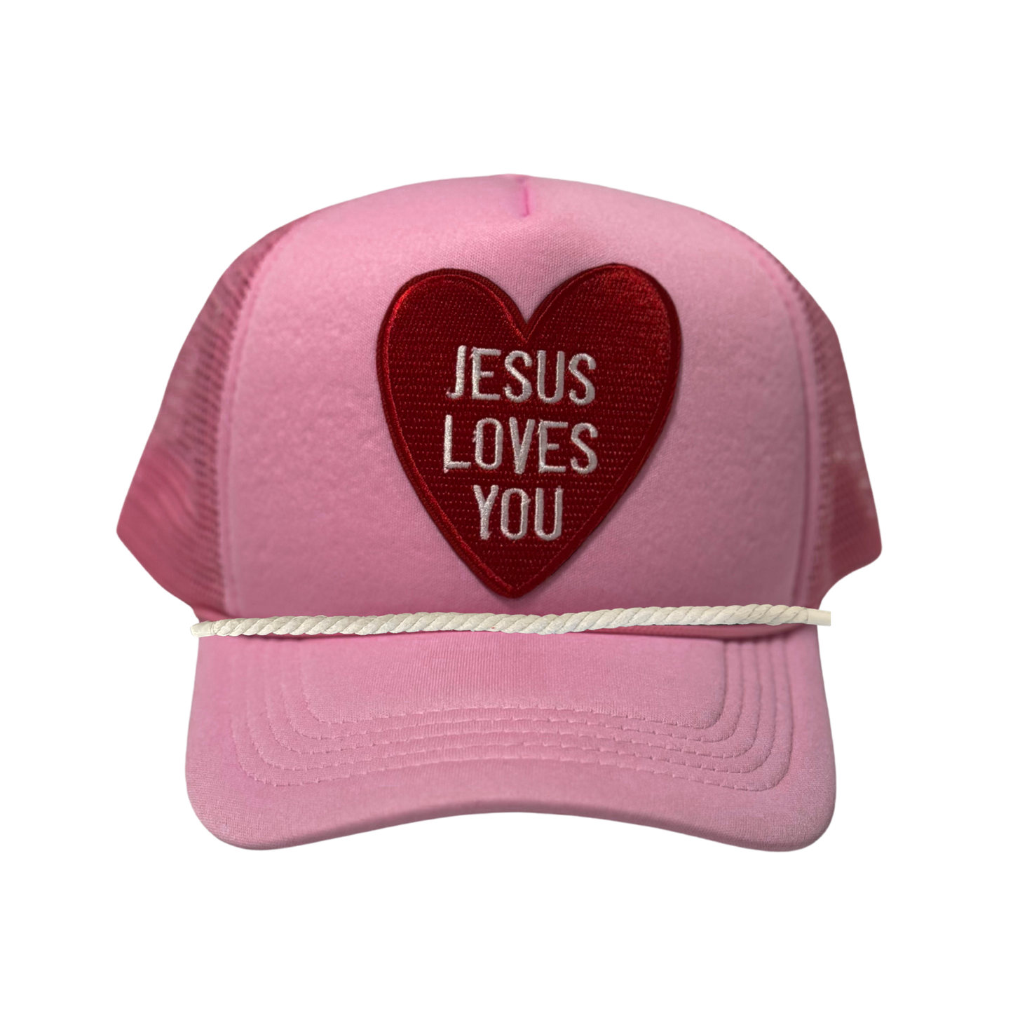 Pink Jesus Loves You Trucker