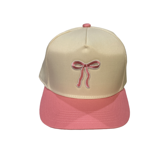 Tan + Pink Bow Snapback